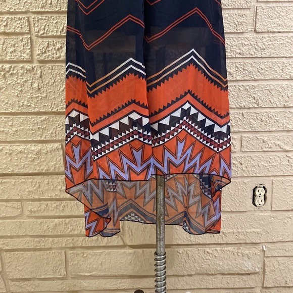 🌹No Tags Tribal Border Print Hi Low Wrap Dress - Picture 11 of 13